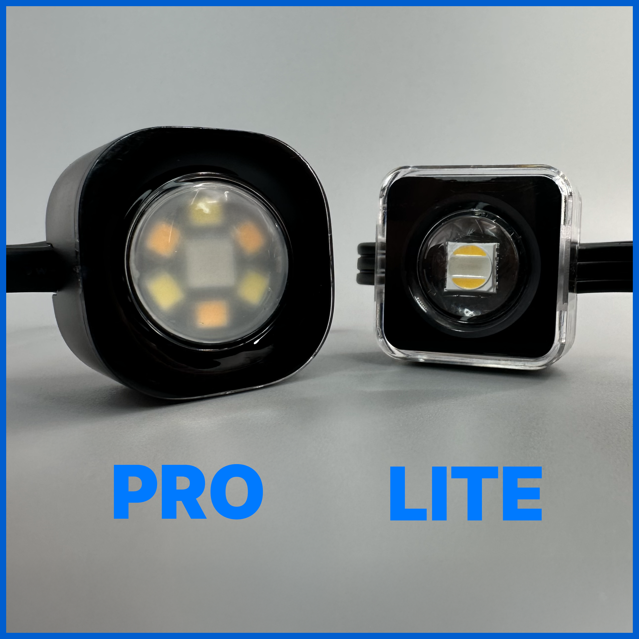 shows the Govee outdoor Pro and Lite lights next to each other for comparison
