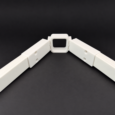 White Govee Lite roof peak bracket with channels extending from both sides of the adjustable hinge.