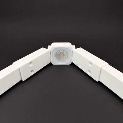 White Govee Pro Channel Fit Peak Hinge holding an LED light with channels extending from both sides.