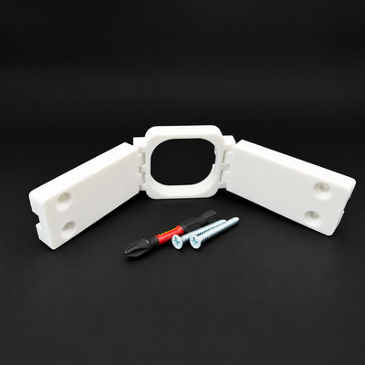 White Pro Slim Peak Hinge for Govee Pro permanent outdoor lights with included screws and driver bit.