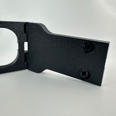 Peak Hinge: Slim Pro - Secured LEDs - P05PHSPB01PK - Black - laying on side with screws